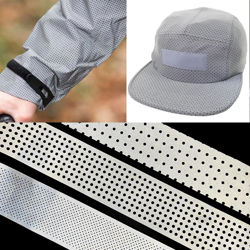 VOOFENG-tela reflectante perforada de alta intensidad, Material reflectante de 100% poliéster, cosido en ropa, bolsa, gorra, ropa de trabajo