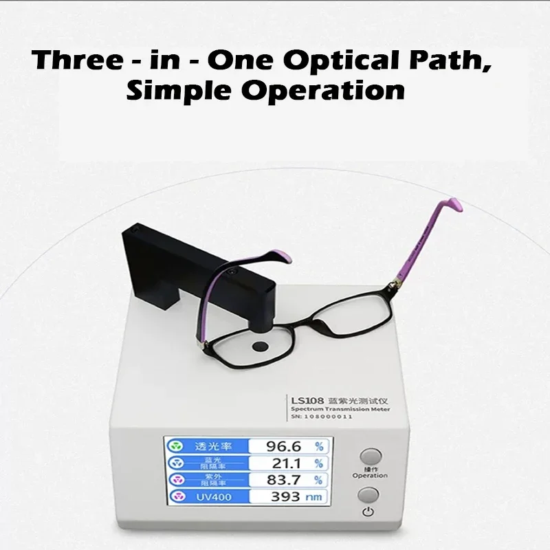 

Light Transmission Meter UV400 Tester VLT 430nm Blue 395nm Violet Light Transmittance Tester for Eyeglasses Sunglasses LS108