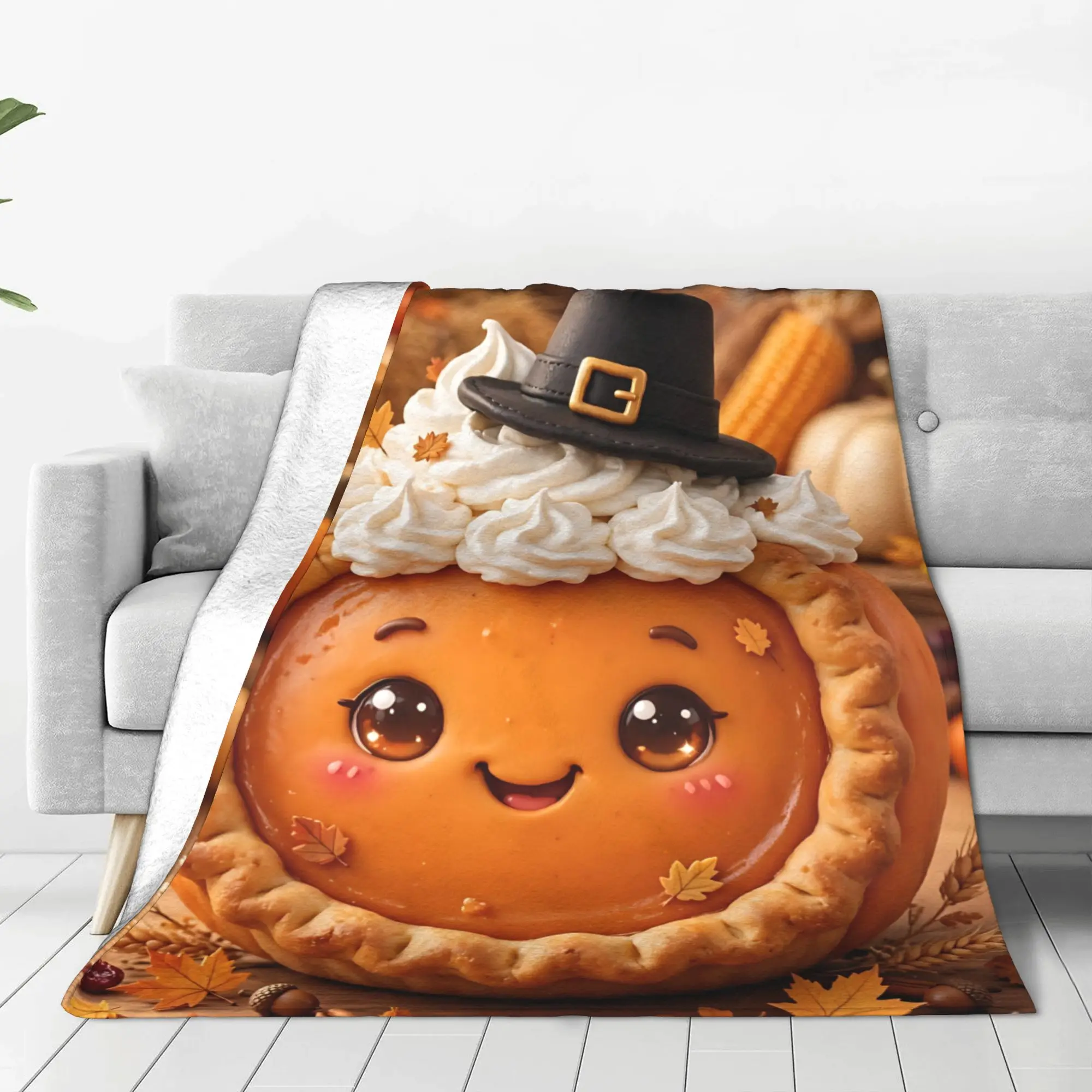 1PC Home Kawaii Hot Apple Cider Art Blanket Throw Blanket  Novelty Warm Blanket All Season Gift for Happy Halloween Give Thanks