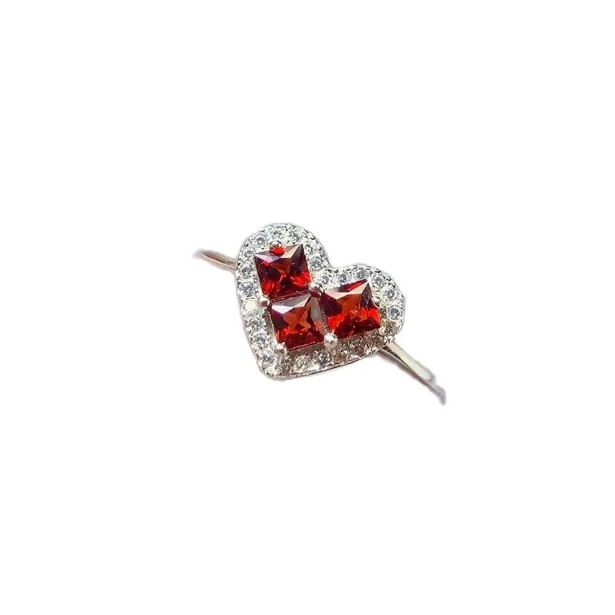 

SHILOVEM 925 sterling silver real Natural garnet rings fine Jewelry women party wholesale new gift 3*3mm lj030388ags