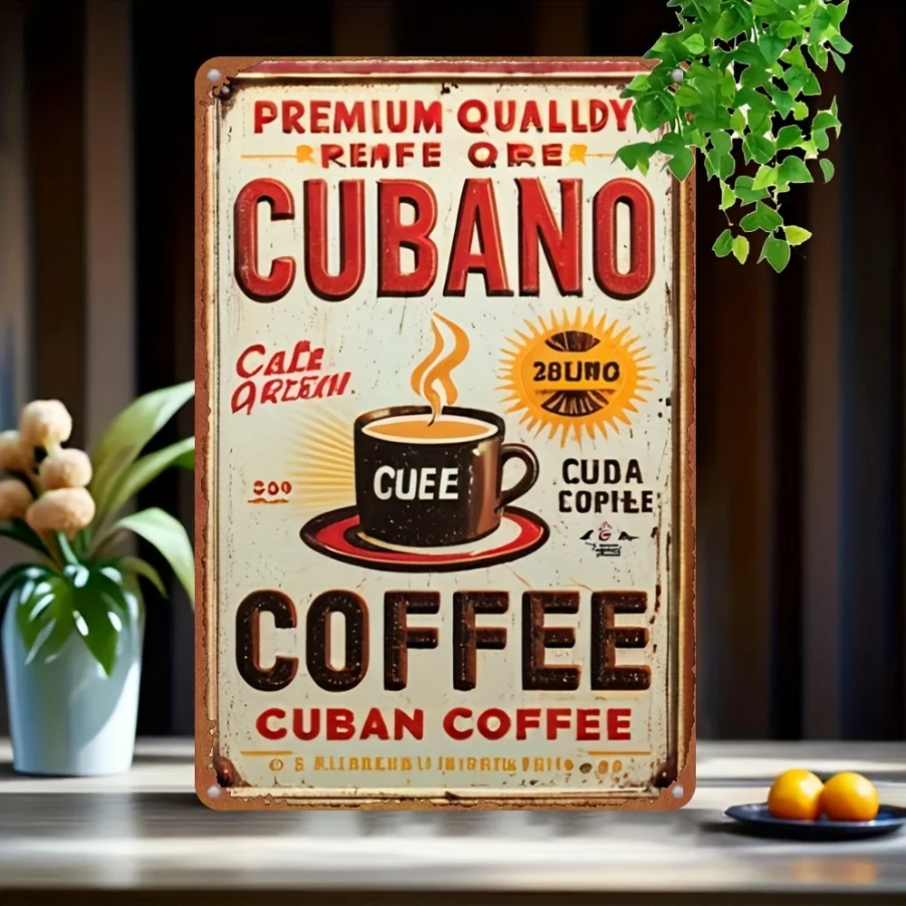 Vintage kubanisches Kaffee-Metallschild – Retro-Wandkunst mit humorvollem Zitat, rustikale Dekoration für Zuhause, Küche, Bar, Café, Garage, Fern