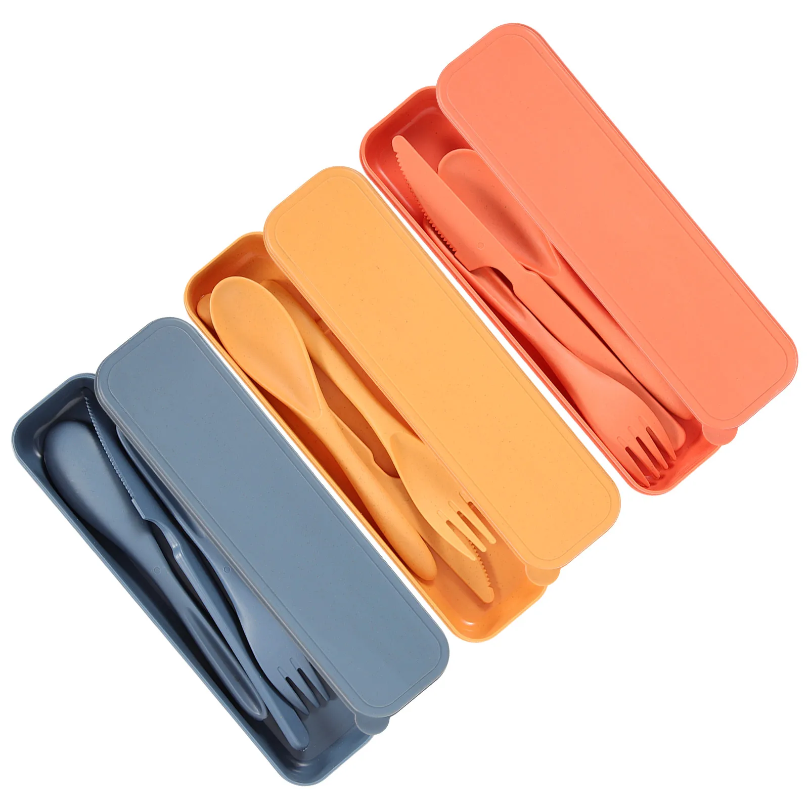 

Cutlery Set Reusable Travel Utensils Wheat Straw Lunch Boxes Portable Picnic Camping Knife Fork Spoon Case Cute Tableware