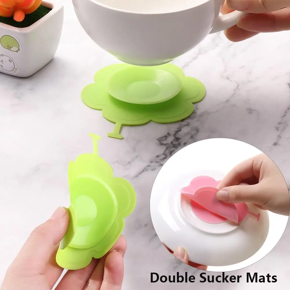 Household Convenient Drinking Double Sided Suction Cup Baby Feeding Tableware Placemat Anti-slip Suckers Coasters Cup Mat