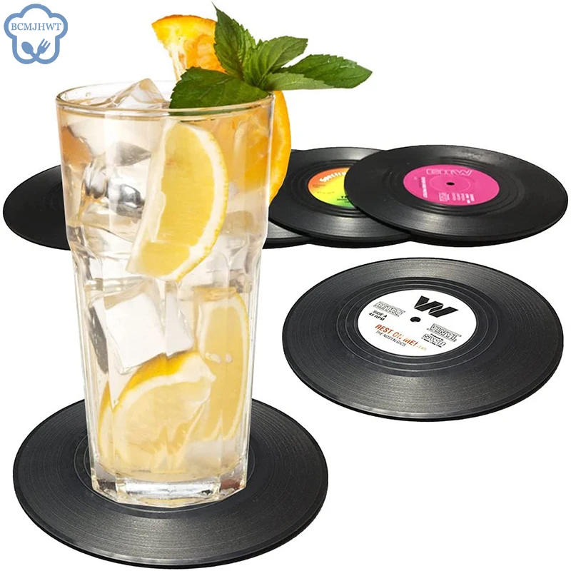 1pc Retro Vinyl Record Cup Coaster Anti-slip Coffee Coasters Heat Resistant Music Drink Mug Mat Table Placemat Home Decor