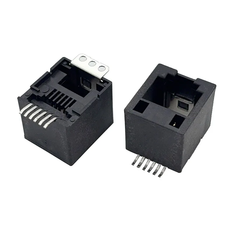 10PCS RJ11 connector with 6P6C socket, 180-degree vertical SMT surface mount type all-plastic network socket