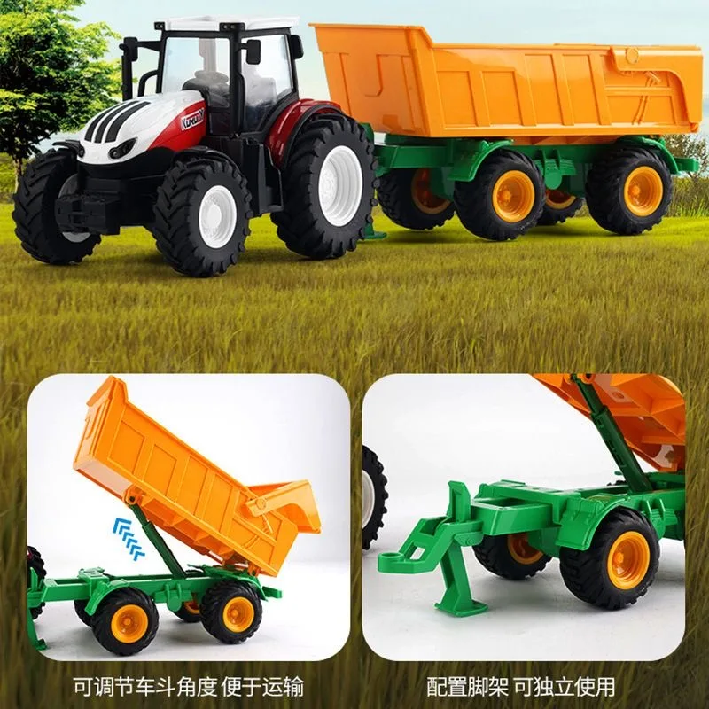 Tractor Toy Car Model Trailer and Accessories Simulation Children\'s Farmer Car