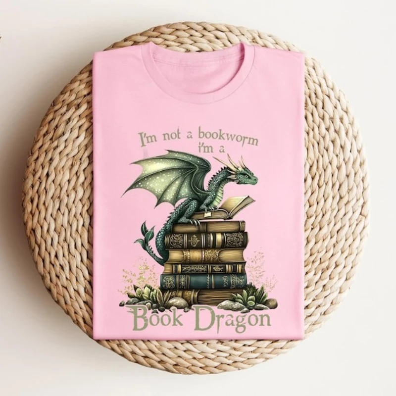 Koszulka z motywem smoka książki, nie jestem książką, koszulka fantasy, bluza z kapturem dla miłośniczek książek, prezent dla czytelnicy, miękka koszulka Ashion