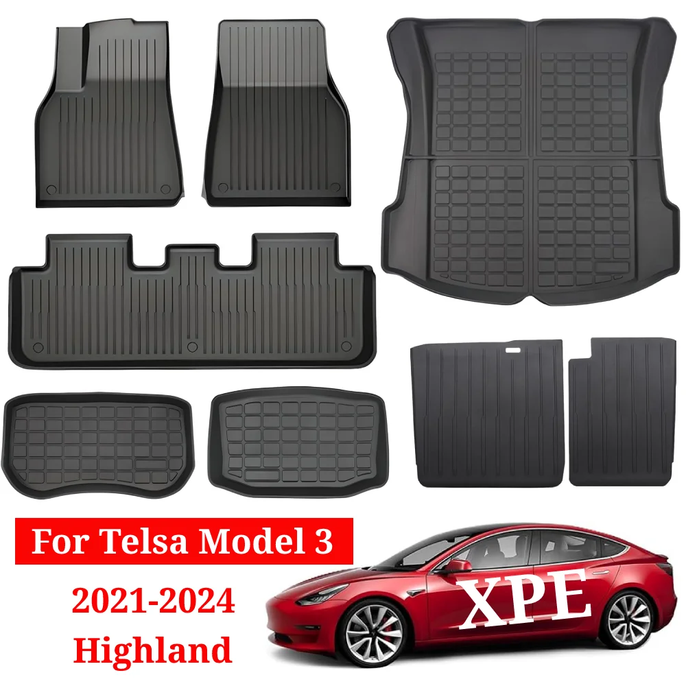 

XPE Floor Mats for Tesla Model 3 2021-2024 Highland All-Weather Cargo Liner Rear Cargo Tray Trunk Left /Right Hand