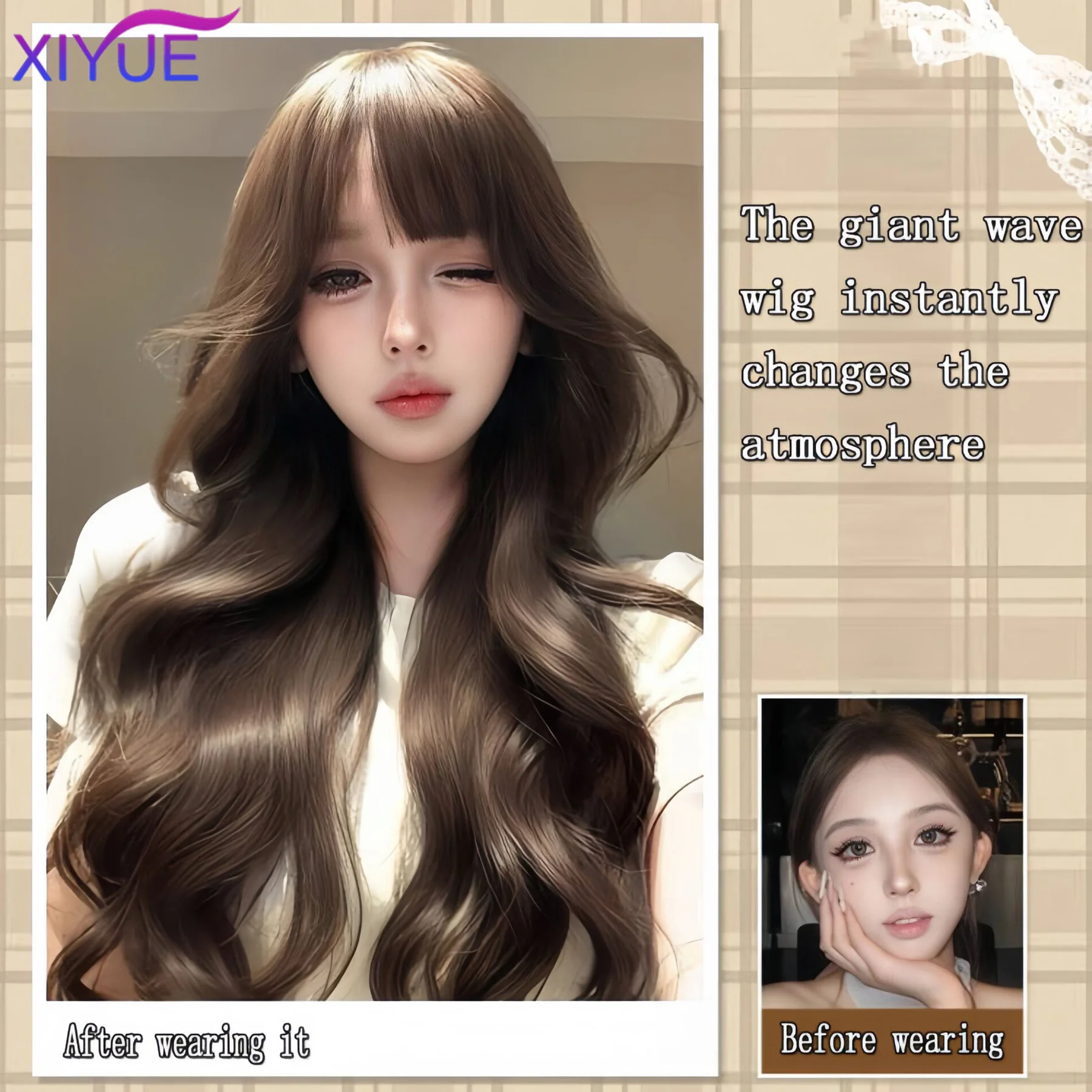 synthesis 26 Inch Synthetic Water Curly Wave Wigs Air Bangs Hair PLATINUM Heat-Resistant Natural And Smoot Daily Wear For Women image 2