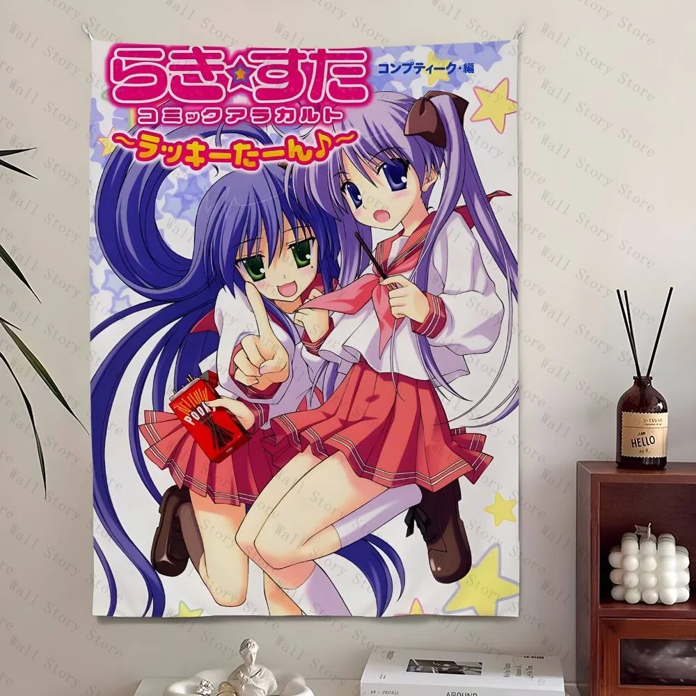 Anime L--Lucky Star Tapestry Bedroom Tapestry Living Bar Garden Outdoor Microfiber festival Decoration Background Art Banner