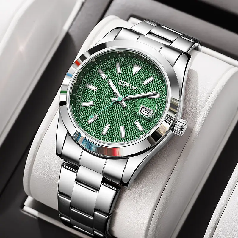 

Популярные роскошные мужские аналоговые кварцевые часы из нержавеющей стали 2025 года, водонепроницаемые классические деловые наручные часы с дизайном даты и календарем
