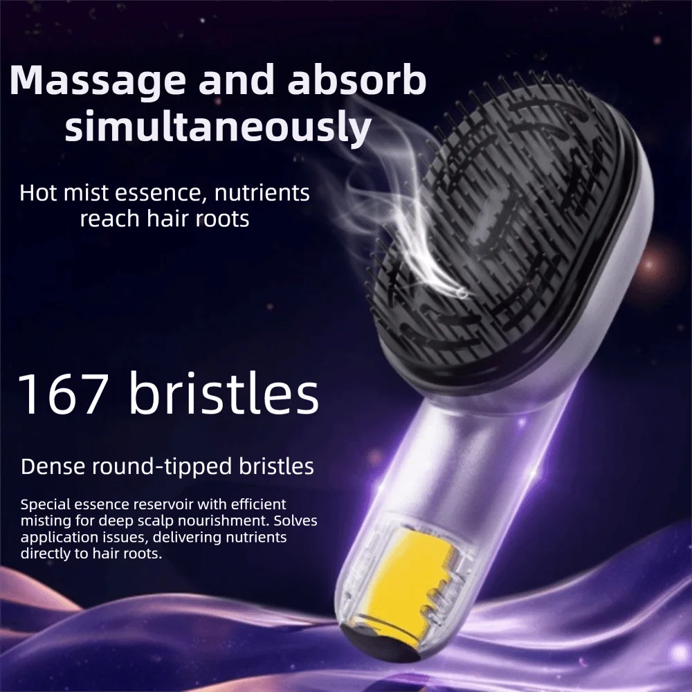 Multi-Function Red Light Spray Massage Comb Hair Care Anti-Frizz Large Tank Electric Spray Hair Brush Scalp Nourish Portable
