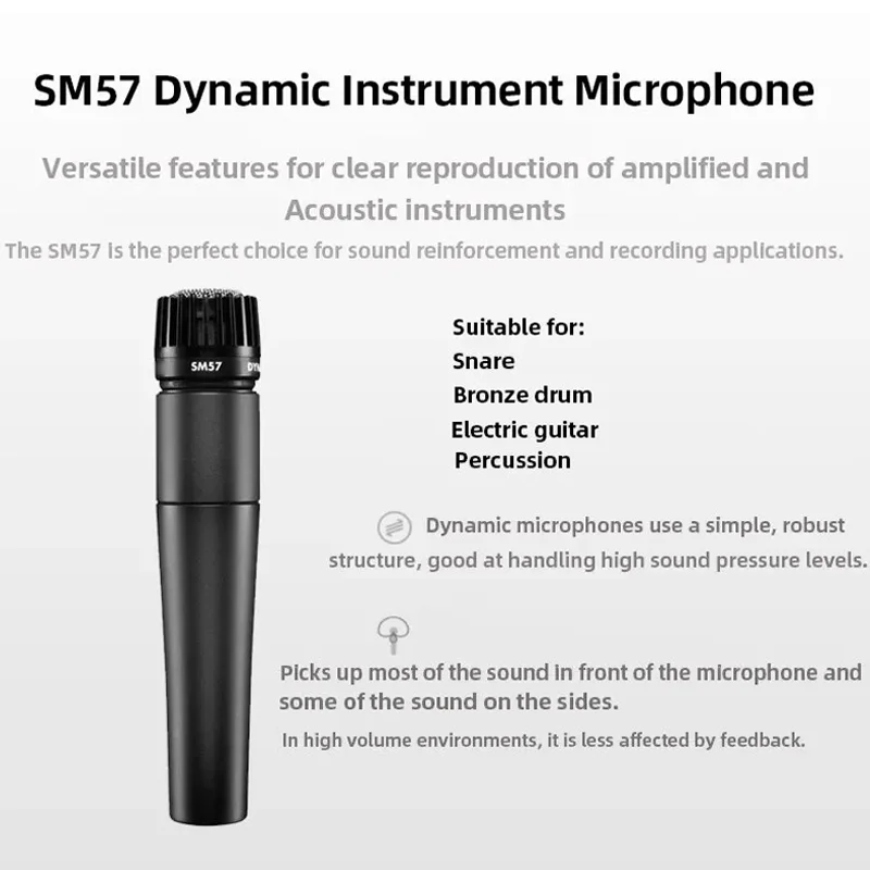 SM57 Mini Microphone Stereo Studio Mic KTV Karaoke Wired Handheld Mic Universal for Cell Phone PC Voice Recording