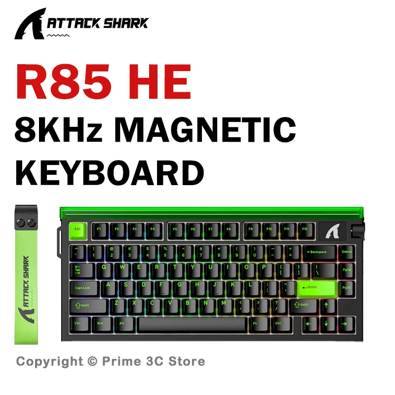 

ATTACK SHARK R85 HE Wired 75% Magnetic Keyboard 8000Hz Rapid Trigger RGB Lightbox Multimedia Knob Hall Effect Gaming Keyboard
