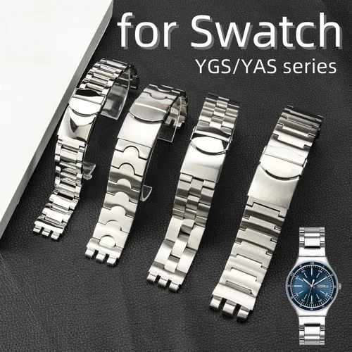 Para Swatch YGS YAS, hebilla plegable de acero inoxidable sólido, correa de reloj, pulsera de gran tamaño, accesorios de reloj para hombre y mujer