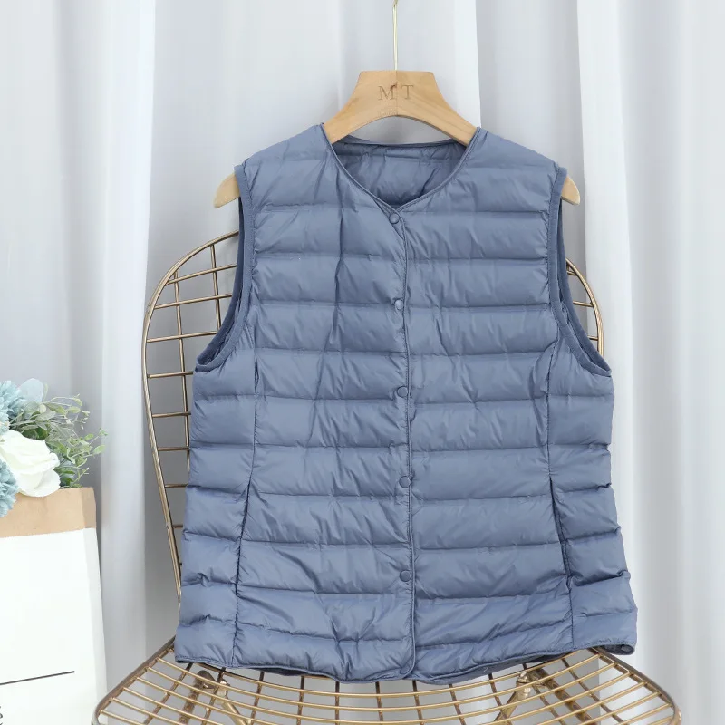 Women Warm Down Waistcoat Jacket Autumn Winter Ultra Light White Duck Down Vest Coat Lady Sleeveless Bigszie Short Tank Outwears