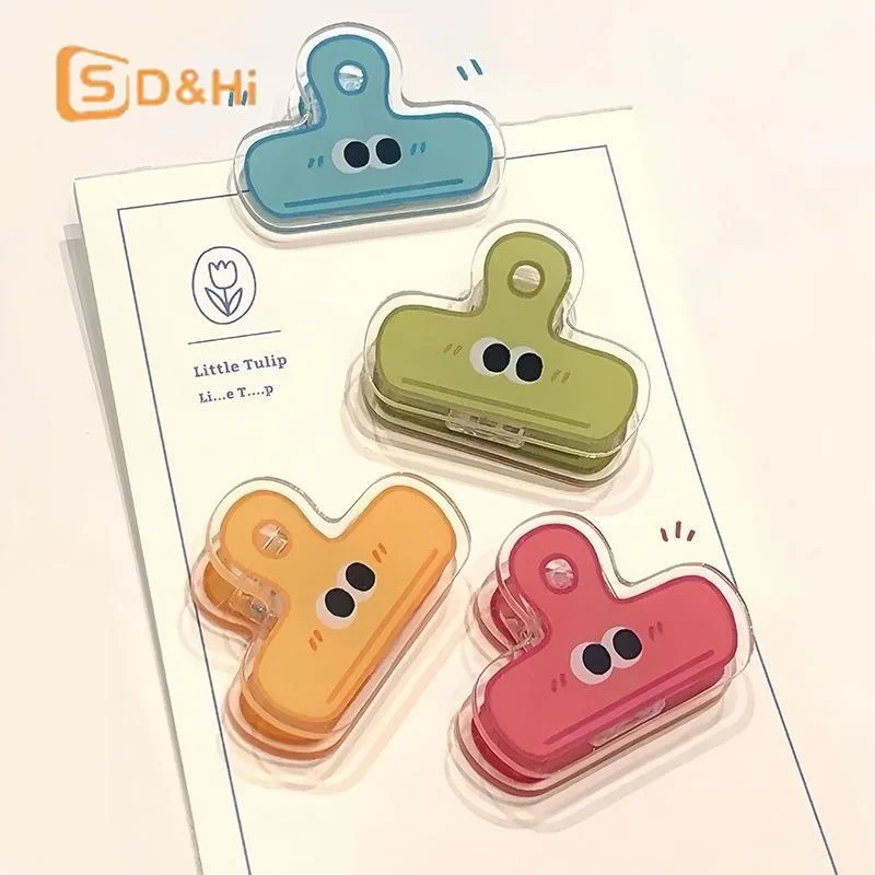 1PCS Cute Household Storage Clips Cartoon Binder Clips Big Eye Design Vibrant Colors For School Paper Sorting Stationery
