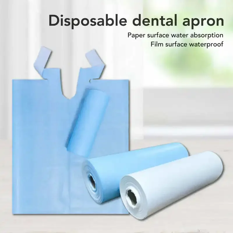 

80 Sheet Disposable Dental Bib Blue Beauty Salon Restaurant Wateproof Patient Elderly Medical Paper Scarf Towels Lacing Bibs