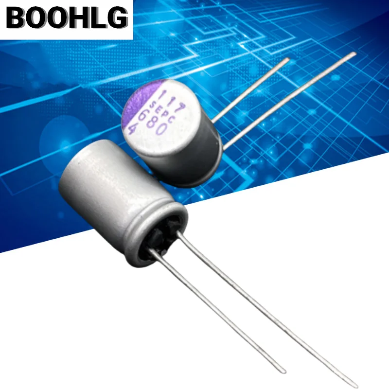 

10PCS 4v 680uf direct plug copper pin solid capacitor 8X12