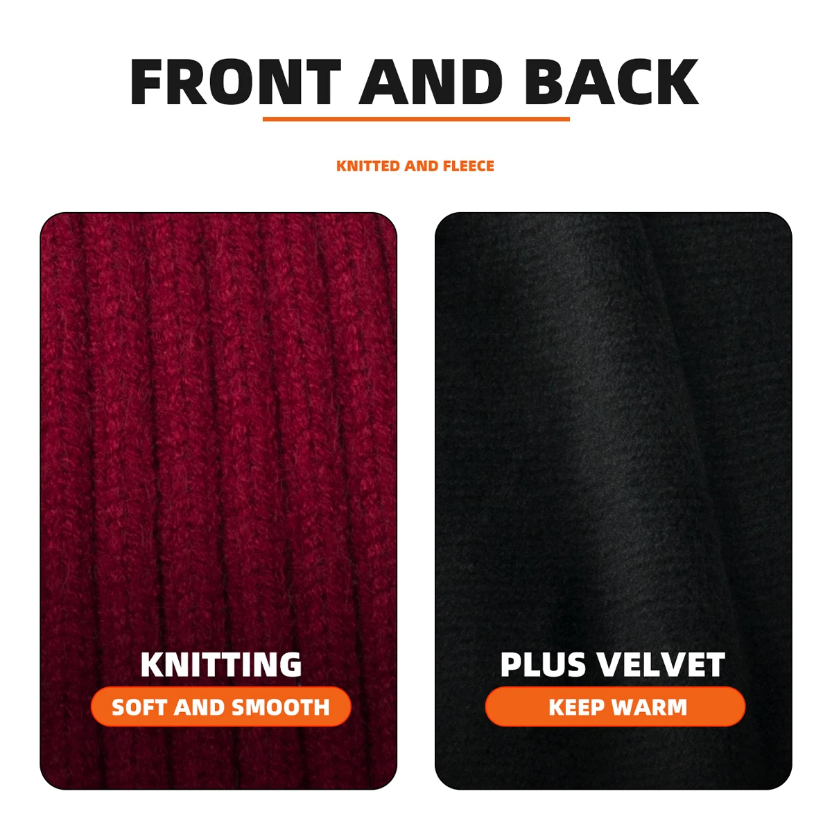 WRELS Winter Warm Hat Knitted Velvet Thickened Pullover Hat Velvet Thickened Pullover Hat Windproof Winter Camping Climbing Cap image 5