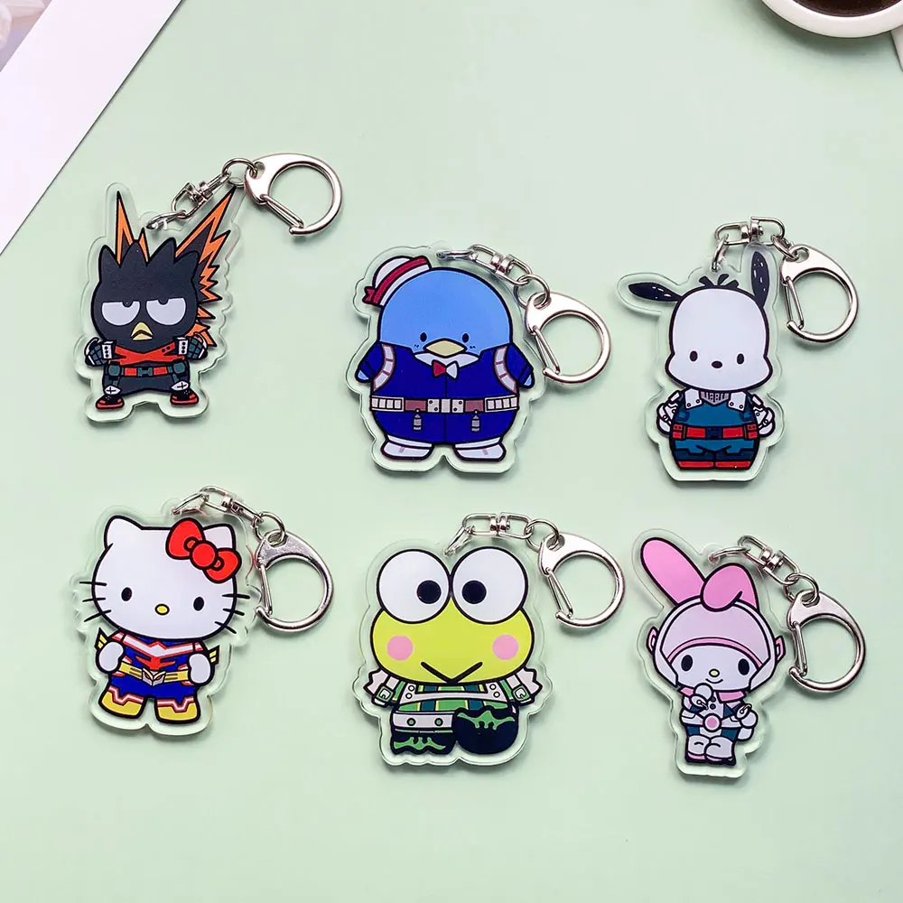 سانريو بطلي الأكاديمية سلسلة مفاتيح مصنوعة من الأكريليك اكسسوارات مضحك حقيبة سحرية سيارة على ظهره قلادة الإبداعية كيرينغ هدايا للأصدقاء