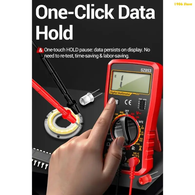 U1JB Professional Digital Multimeter With Data Hold Function And Adjustable Stand For Easy Reading In Various Angles