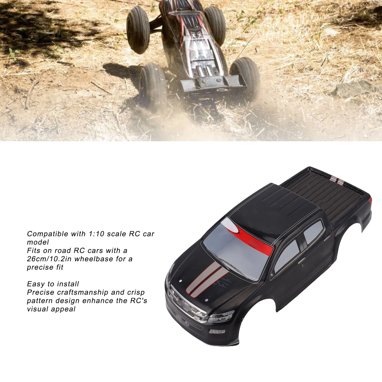RC Car Shell Cover Car Shell for 1/10 RC Cars Universal PVC RC Truck Body Shell Cover Spare Part for 26cm Wheelbase