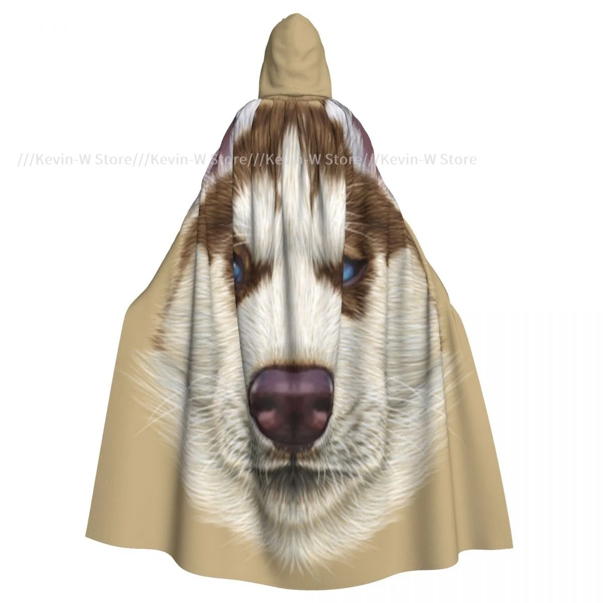 Portrait Of Husky Puppy Hooded Cloak Polyester Unisex Witch Cape Costume Accessory