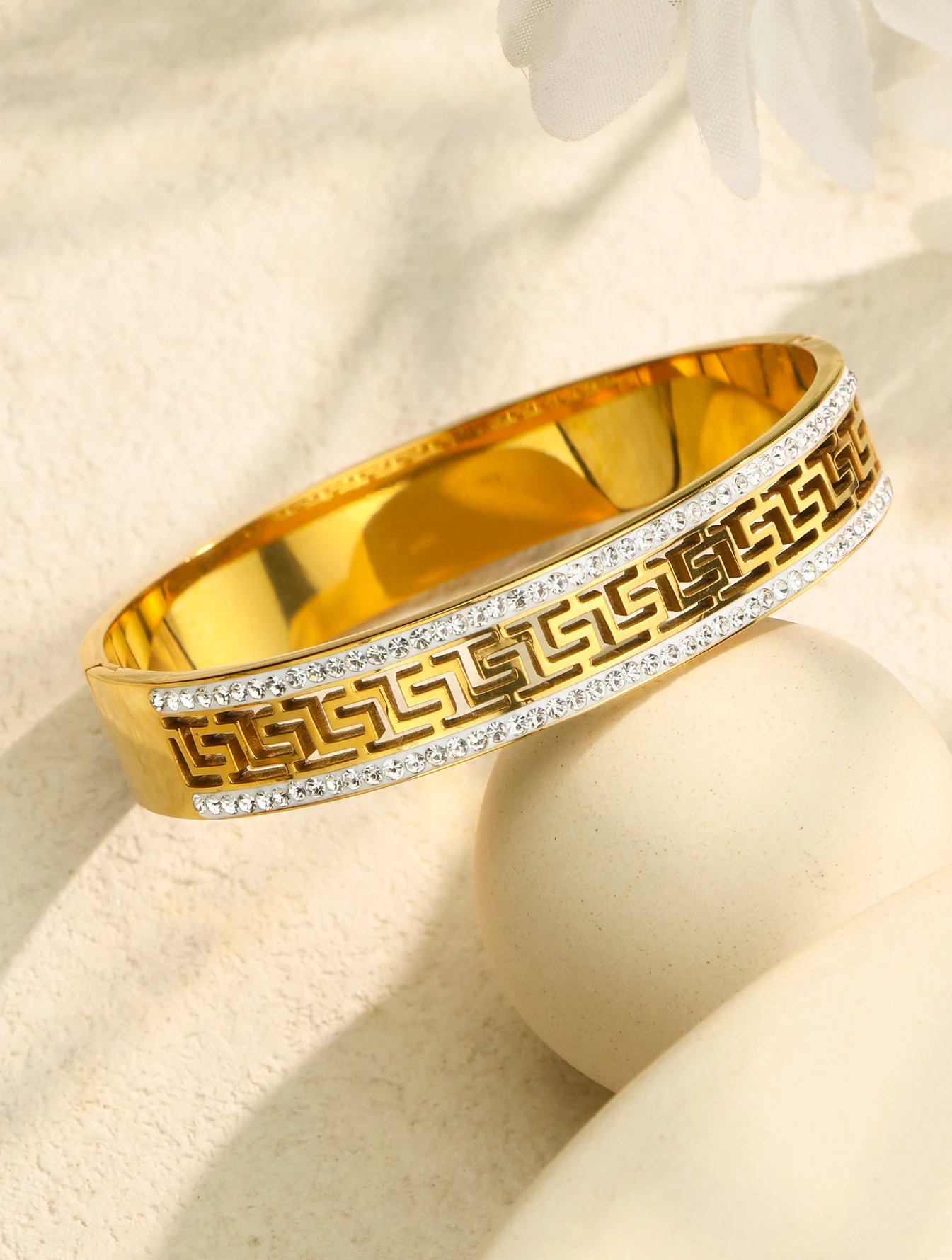 1Piece Top Quality Hollow Roman Numeral bangles For Men Women Classic Fashion Double Row Zircon Stainless Steel bracelet Jewelry