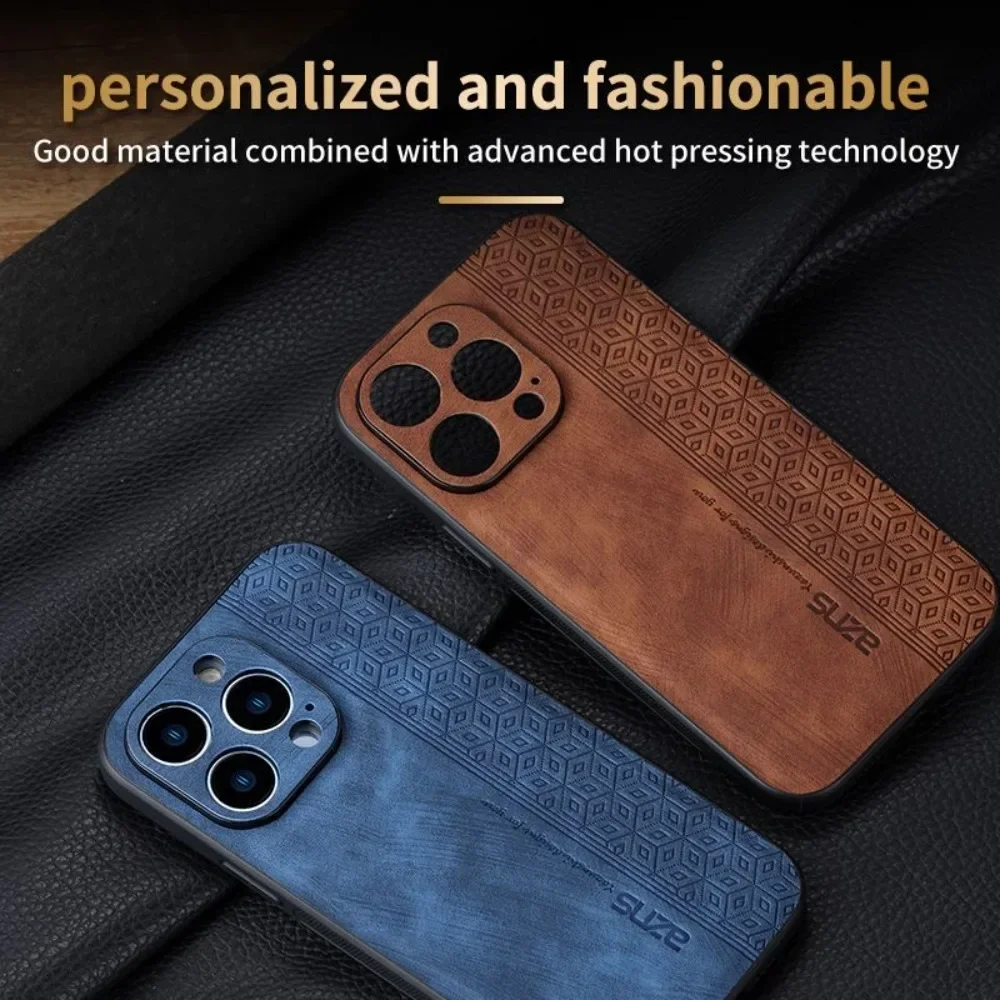 Luxury Leather Business Phone Case for iPhone 16 15 11 13 12 14 Pro Max Plus 13 12 Mini X XR XS 8 7 Plus Shockproof Soft Cover