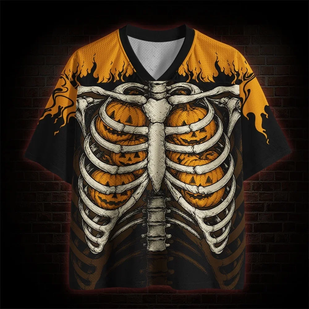 Unisex Gothic Dark Retro Halloween Jersey Vintage Pumpkin Art Print,Oversized Top For Costume Night Street Hangout Fall Festival