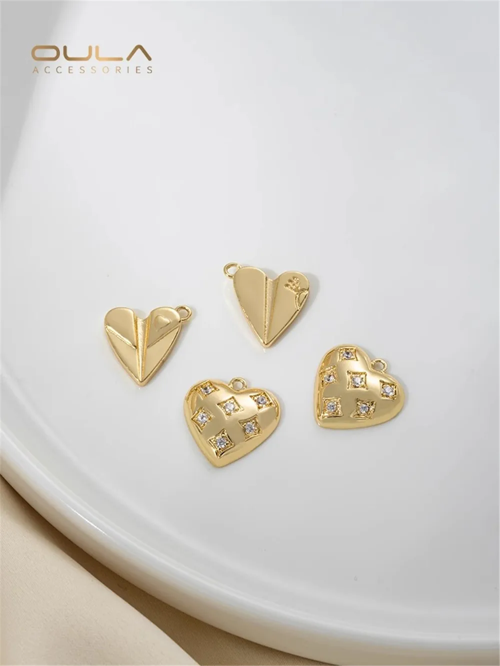 14K Gold Inset Zircon Paper Airplane Love Pendant DIY Bracelet & Earrings Making Handmade Jewelry Accessories Kit