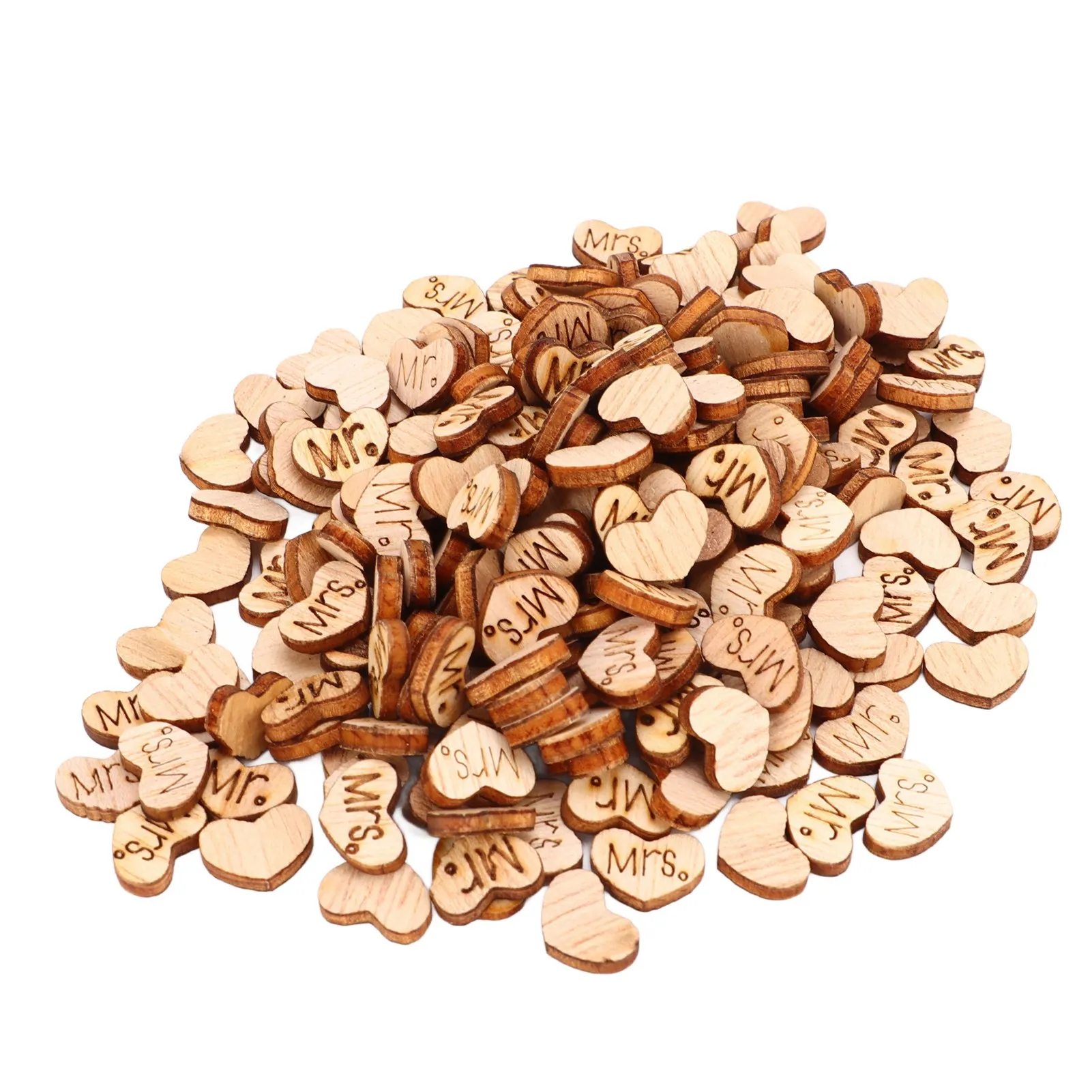 

1000Pcs Wooden Love Hearts Confetti Well Polished Deformation Resistance Mr Mrs Lettering Wood Confetti Decoration For Wedding