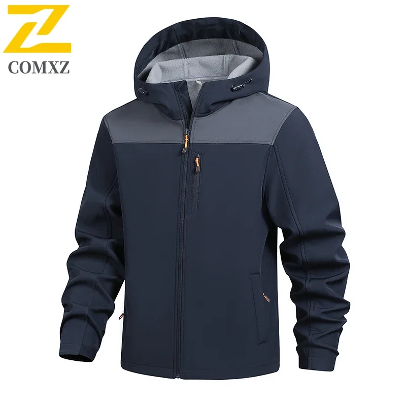 Ski Shark Skin Soft Shell Jackets Men's Fly Fishing Army Green Windproof Waterproof Jacket  Winter Men Cycling Fleece Warm Coats
