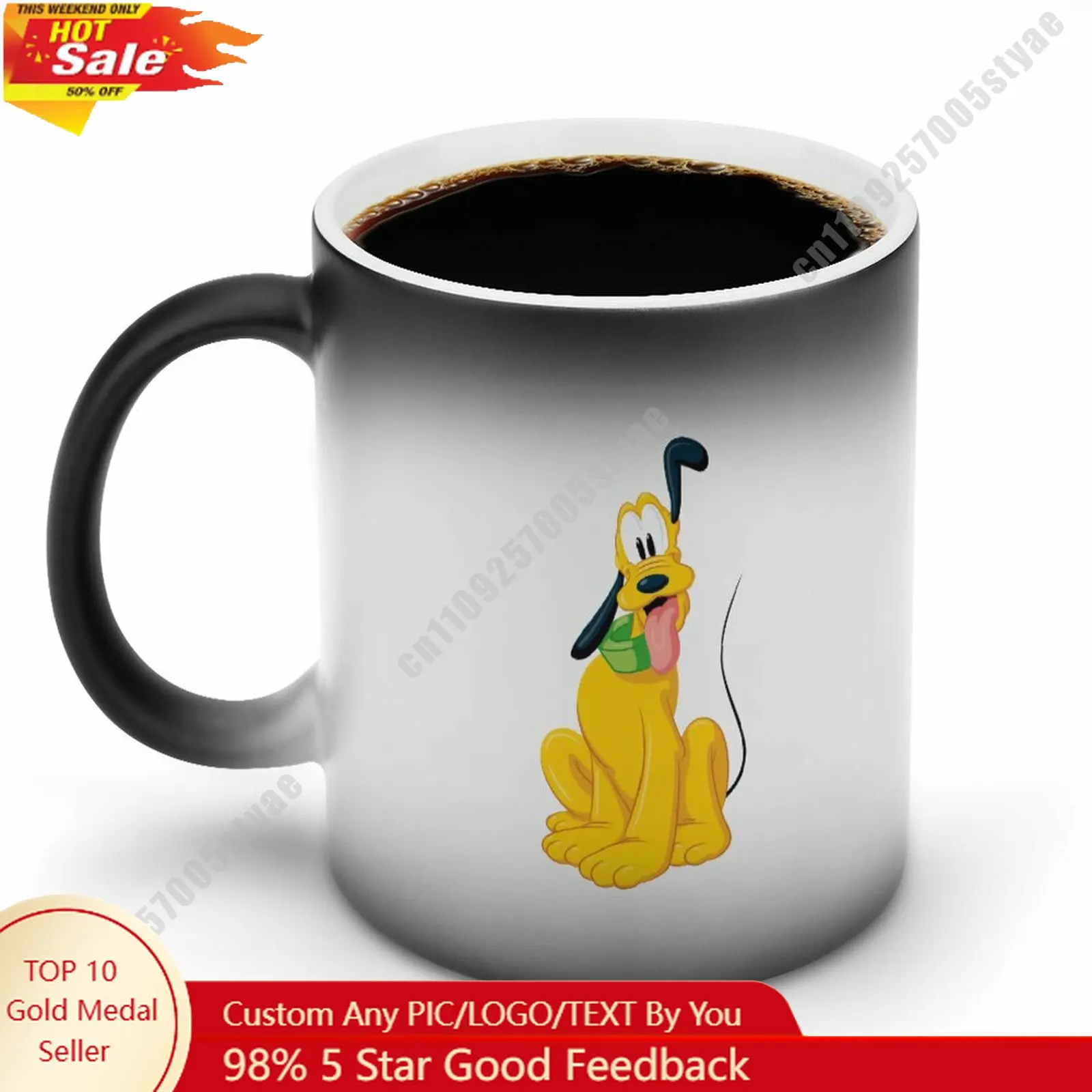 

Pluto Color Changing Mug Disney Cartoon Custom Personalized Photo Printing DIY Coffee Cup Birthday Gift Ceramic Mug