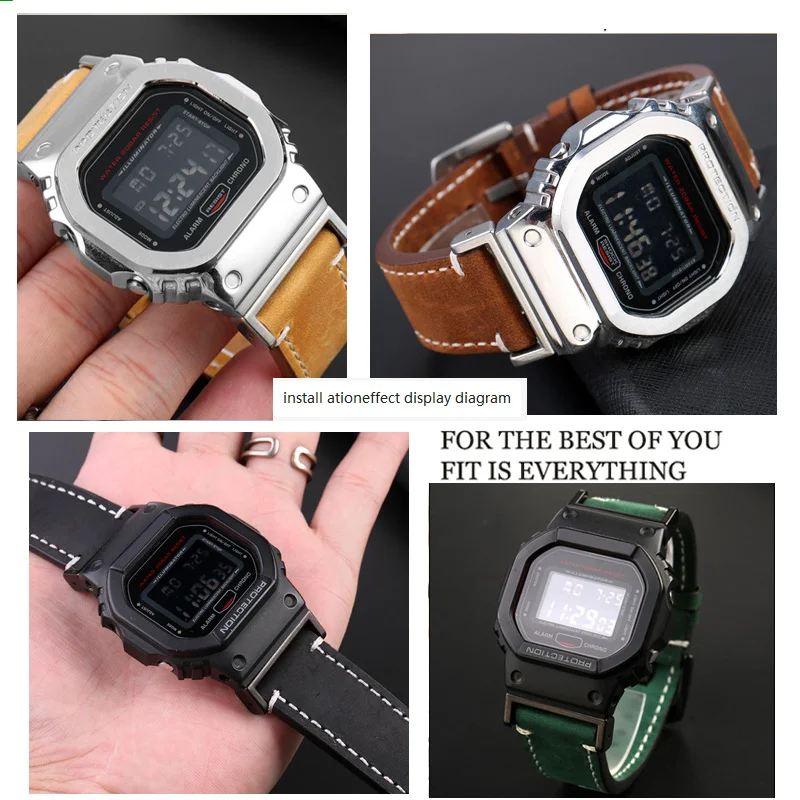 Modified Frosted cowhide Watchband Vintage Watch Band Strap For Casio DW5600 DW-5600 GW-B5600 GW-M5610 GA 110 100 120 GA2100