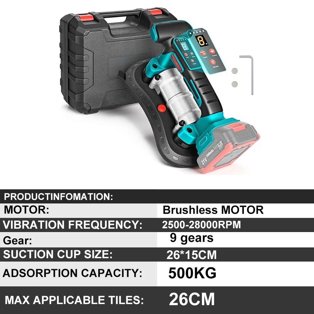 YEARTOP 500KG 9 Gear Tile Tiling Machine Suction Cup Tile Vibration Leveling Tile Laying Vibrating Tool For Makita 18V Battery view 4