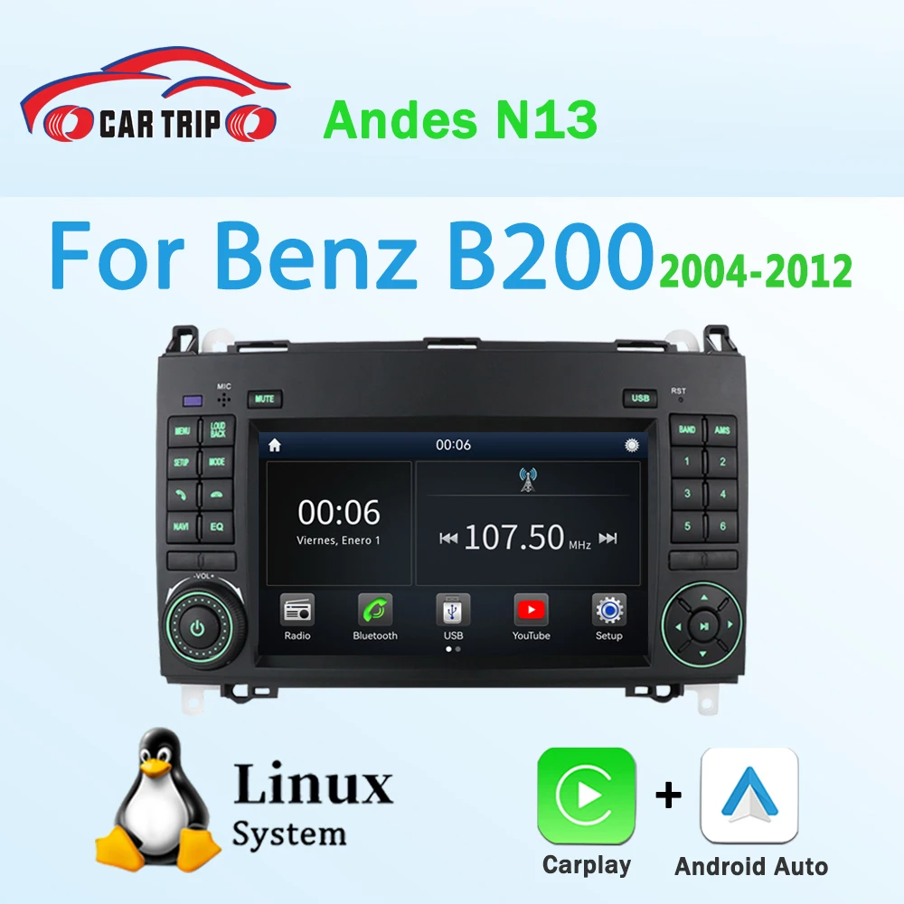 

7-дюймовый мультимедийный плеер на базе Linux для Mercedes Benz B200, AB-класса, W169, W245, Viano, Vito, W639, Sprinter, W906 с поддержкой CarPlay и BT5