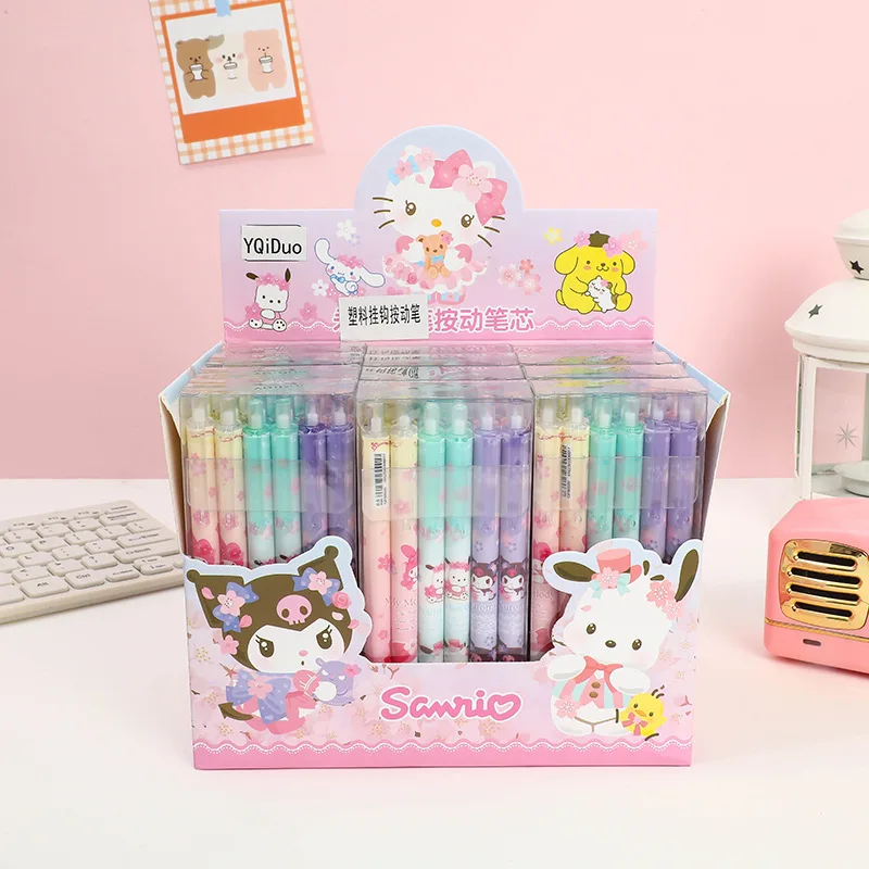 6-72pcs New Cartoon Sanrio Press Pen Ins Cute Press Neutral Pen Black Signature Pen Office Stationery Gift Wholesale