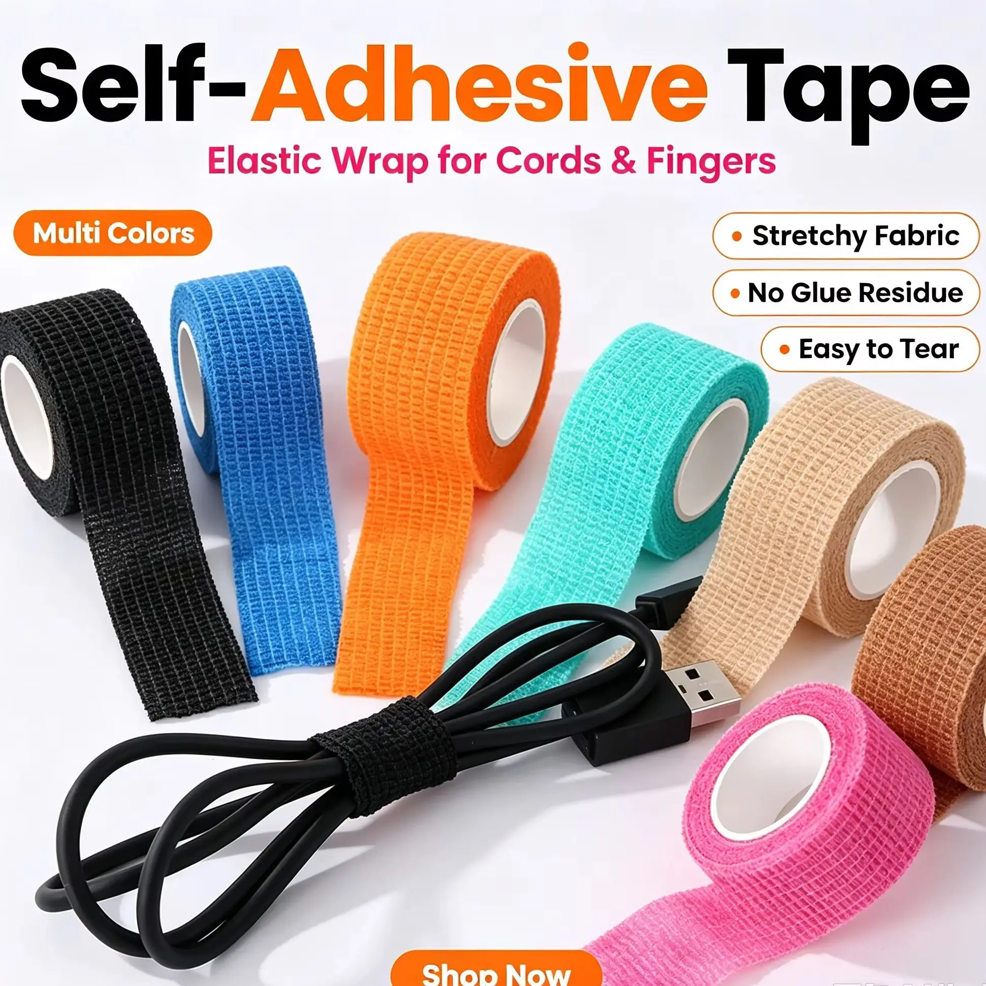 Non‑Woven Solid Color Self‑Adhesive Elastic Bandage Disposable Sports Finger Protector Wrap Tape for Finger Care Wound Bandaging
