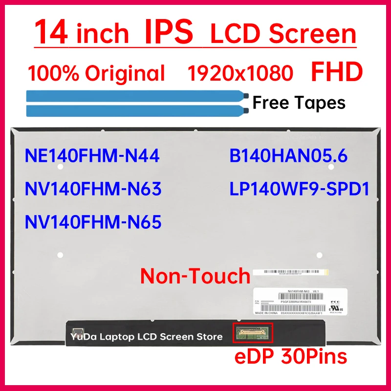 14 Inch LCD Screen NE140FHM-N44 LP140WF9-SPD1 B140HAN05.6 NV140FHM-N63 NV140FHM-N65 Display Matrix Panel Replacement Non-Touch