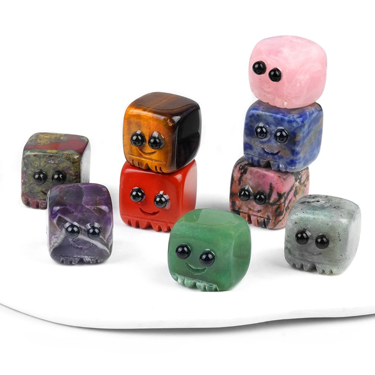 

5pc Natural Nonporous Stone Cube Model Home Ornament Crystal Quartz Exquisite Cute Cartoon Gemstone Decorations Crafts Random