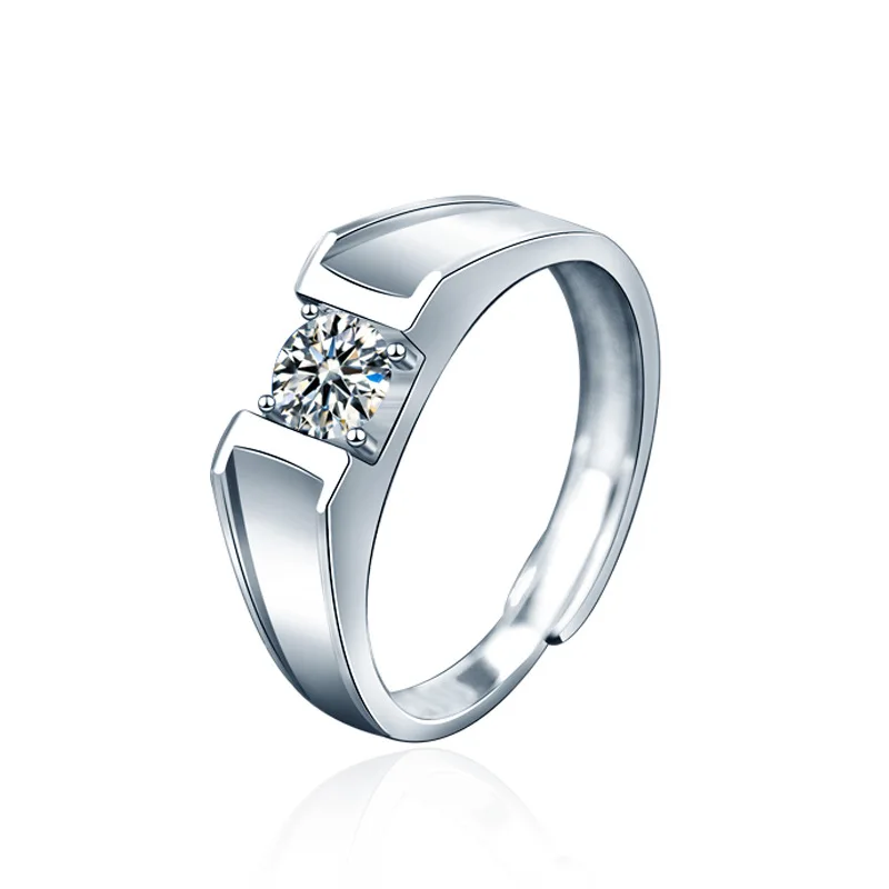 Direct sale from manufacturer: Moissanite 925 sterling silver ring, men's diamond ring, adjustable ring, jewelry wholesale