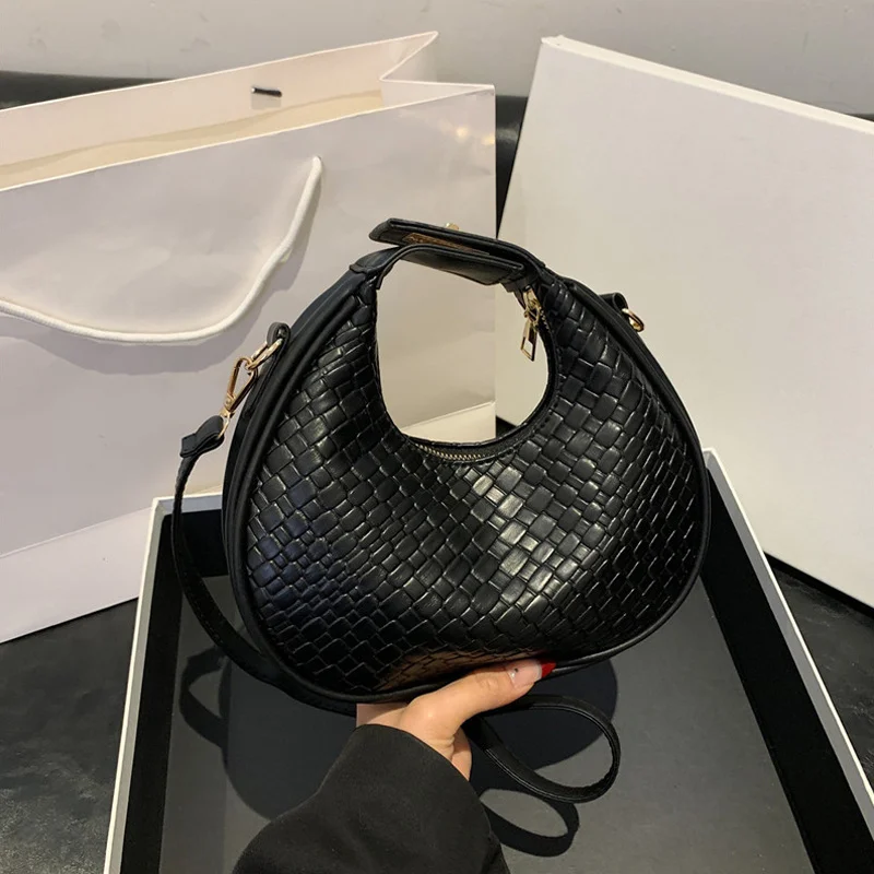 Mode Schwarz Halbmond Tasche Luxus Pu Leder Damen Geldbörsen und Handtaschen Umhängetaschen Frauen Schulter Taschen – Detail 30