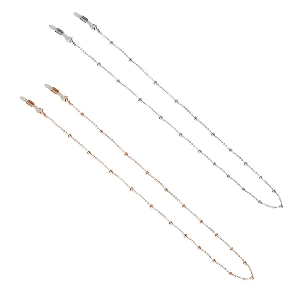 

2Pcs Alloy Eyewear Safety Strap Fashion Neck Chain for Eyeglasses Sunglasses Holder Lightweight Comfortable Design Silver Rose