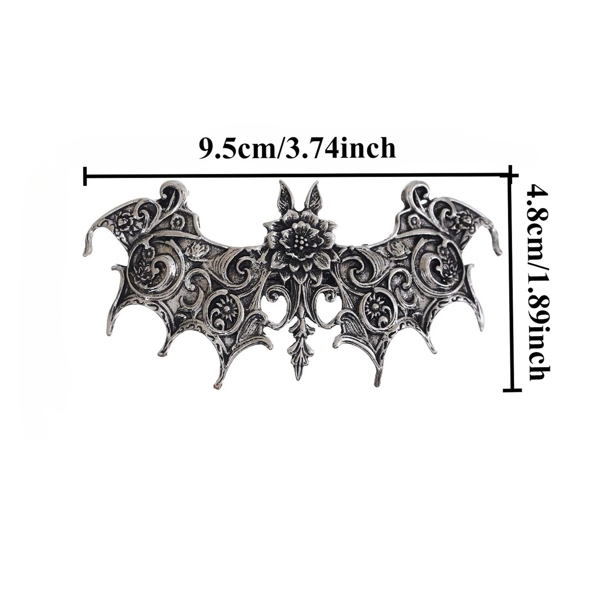 Personalized classic punk style bat wings rose alloy hair clip Norwegian style role-playing party fashion outfit hair accessory view 5