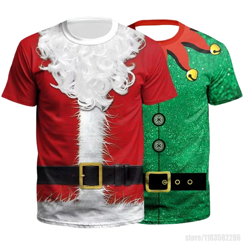 Männer Weihnachten Elf T-Shirts für Männer Santa Claus T-shirt 3D Druck T Xmas Party Tops Urlaub Paar Streetwear Neue Jahr Geschenke