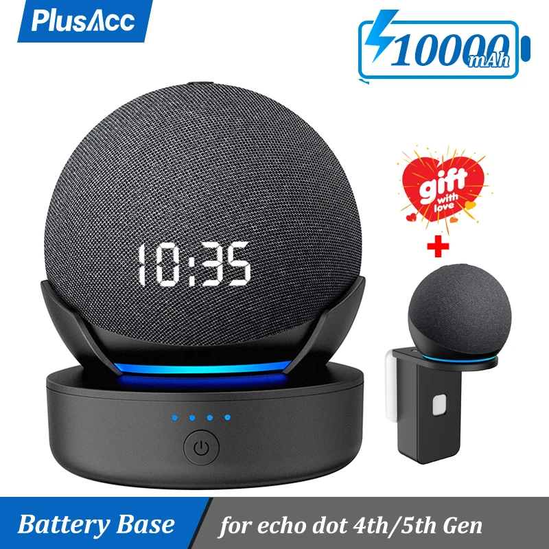PlusAcc Batteria Ricaricabile per Echo Dot 5° e 4° Generazione: La Soluzione Definitiva per un'Audio Experience Senza Interruzioni