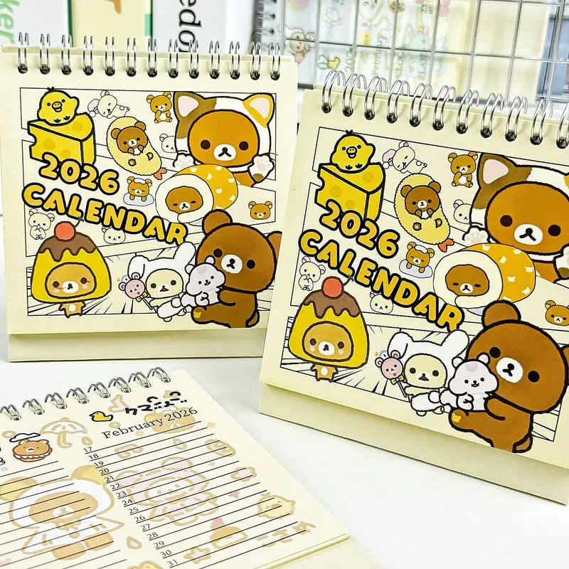 2026 جديد INS Rilakkuma التقويم الهزلي-لطيف الكرتون الكتابة على الجدران مكتب تقويم صغير للمكتب والطلاب هدية السنة الجديدة #3