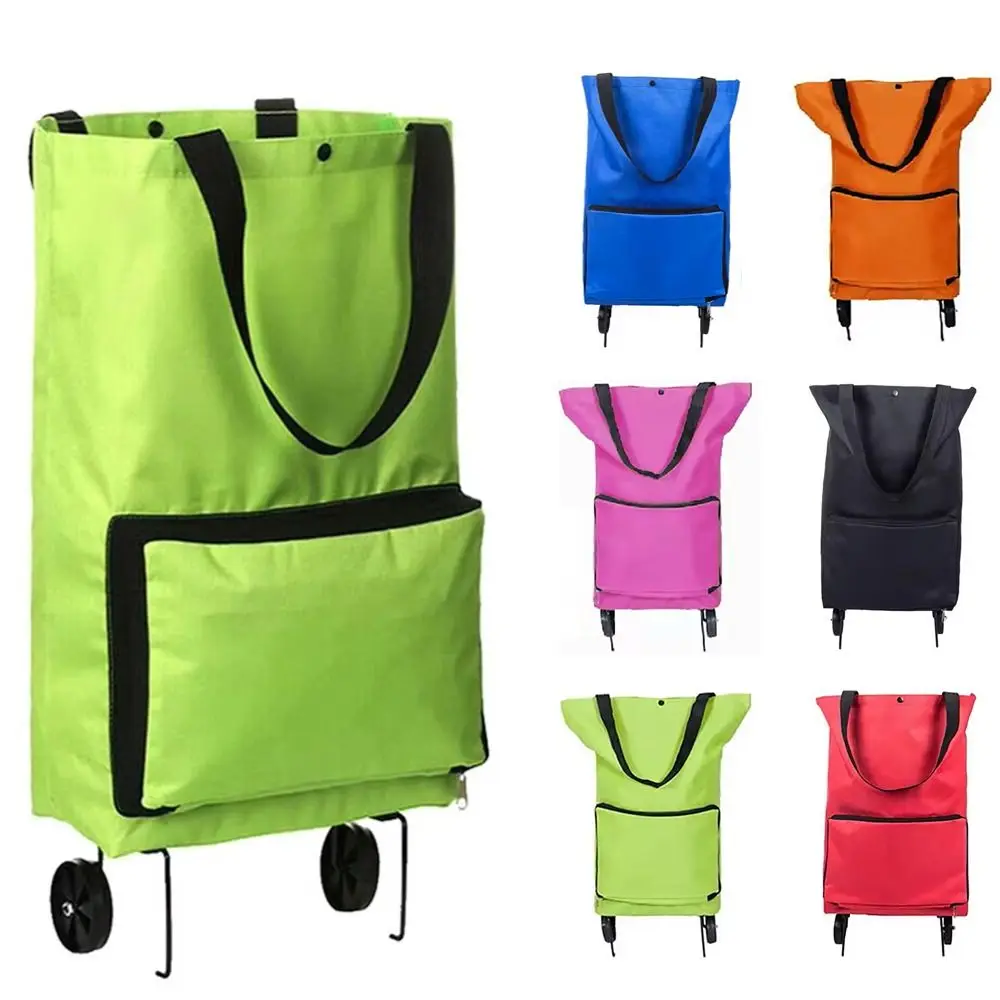 Nouveau chariot de courses portable pliable avec roues, sac de supermarché réutilisable grande capacité pour fruits et légumes